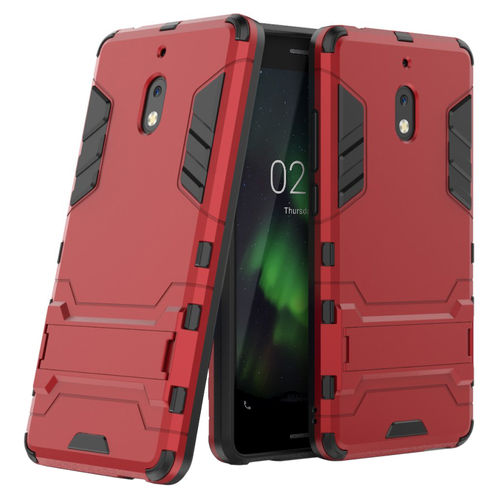 Slim Armour Tough Shockproof Case & Stand for Nokia 2.1 - Red